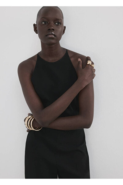 MANGO Woman Sırtı açık halter yaka tulum