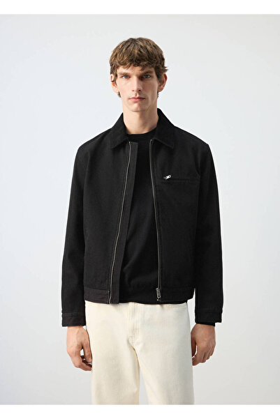 MANGO Man Fitilli kadife yakalı denim ceket