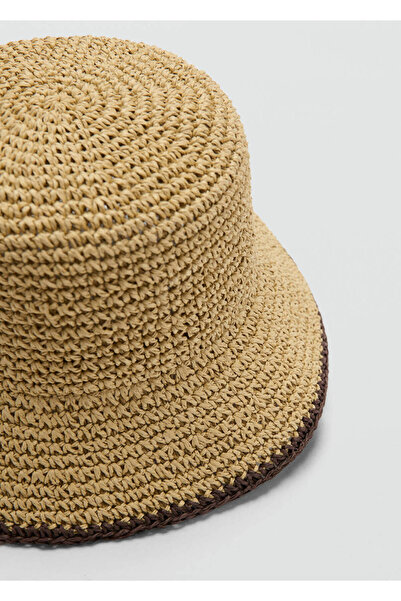 MANGO Woman Doğal elyaf bucket şapka