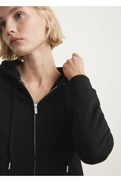 MANGO Woman Pamuklu kapüşon detaylı pijama sweatshirt