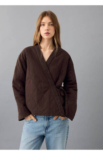 Mango Teen Kuşaklı kapitone kimono