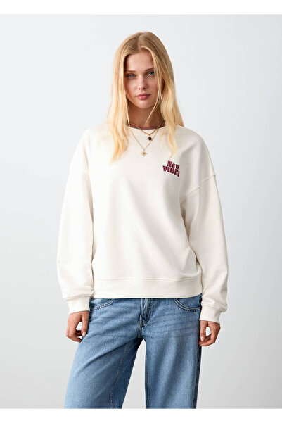 Mango Teen Desenli pamuklu sweatshirt