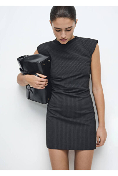 MANGO Woman Diplomatik çizgili cut out detaylı elbise