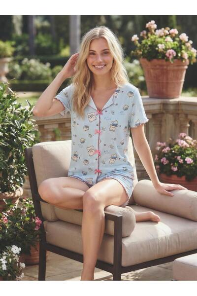 MEBA Γυναικείο Σετ Πιτζάμες με Φιόγκο και Λεπτομέρειες, Καμιζόλα και Κοντομάν...