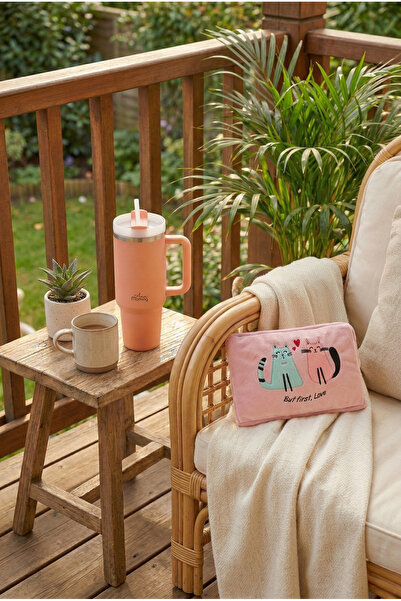 Any Morning Vaha 1200 ml Çelik Termos, Açık Somon & BiggDesign Cats Elektrikl...