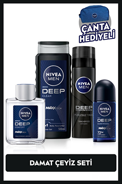 NIVEA MEN Erkek Damat Çeyiz Seti, Duş Jeli 500ml, Roll-on 50ml, Losyon 100ml,...