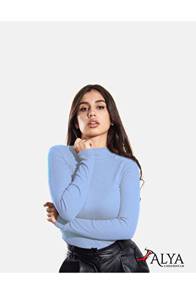 ALYA UNDERWEAR Φούτερ με μισό λαιμό καμιζόλας, ύφασμα με ραβδώσεις, Lycra, γα...