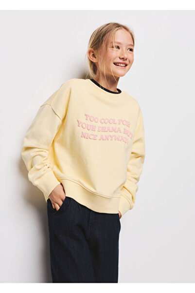 MANGO Kids Yazılı pamuklu sweatshirt