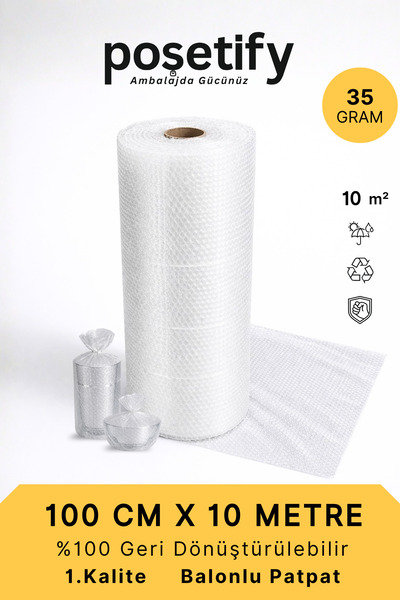 100 cm x 10 m Balloon Nylon Patpat | 1st class | 3 Layers | 10 m2 | 35 gr/m² | Thick Packaging Roll