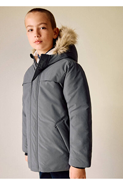 Faux fur hooded anorak