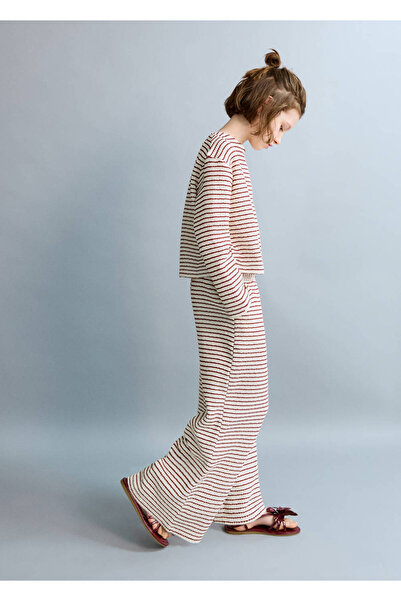MANGO Kids Çizgili triko pantolon