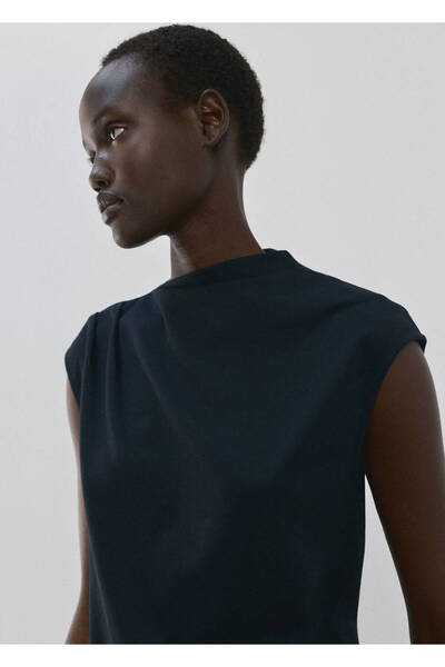 MANGO Woman T-Shirt with Asymmetrical Neckline with Gathered Details