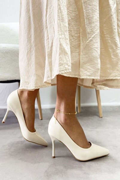 Modezya Γυναικείο στιλέτο με μυτερή μύτη Queen Beige Rustic