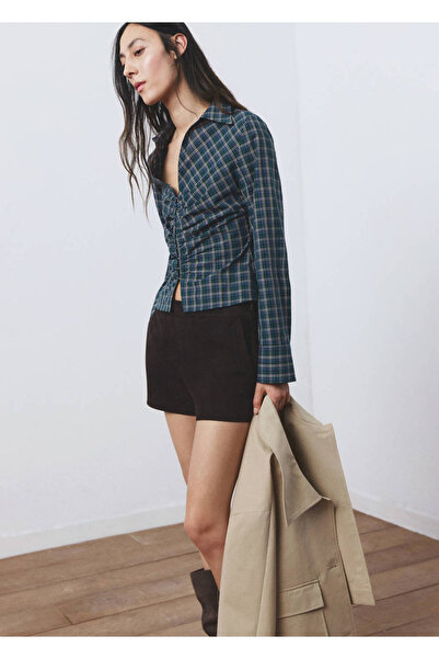 MANGO Woman Büzgülü kareli bluz