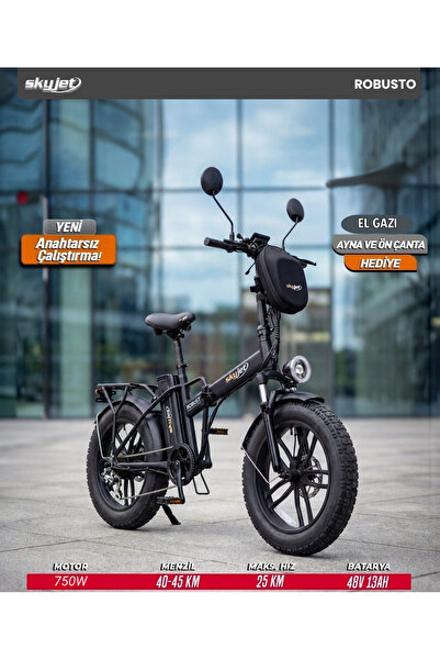 Skyjet ROBUSTO PREMIUM ELEKTRİKLİ BİSİKLET - 750W (AYNA, ÇANTA VE ELGAZI HEDİ...