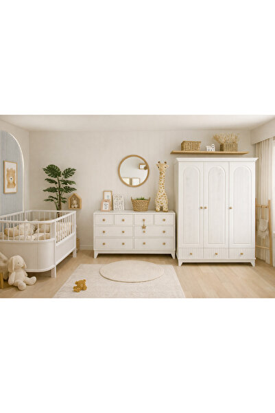Koza % 100 Mdf Bohem Bebek Odası Takımı ( 80x130 Cm ( 80x180 ) Büyüyen Beşik )