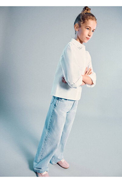 MANGO Kids Kalp cepli wideleg jean pantolon