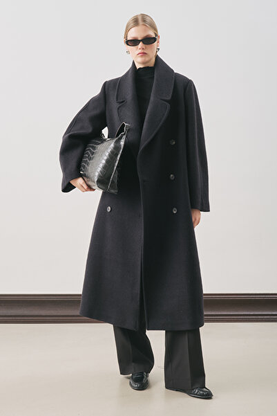 WRAP WOOL COAT BLACK