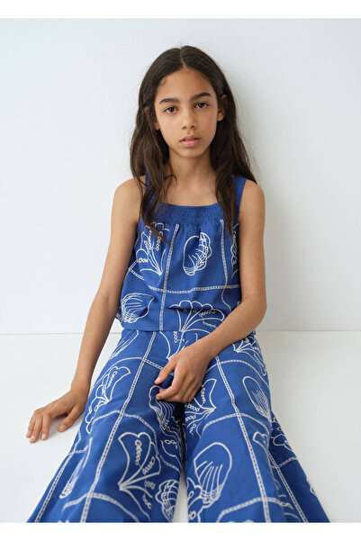 MANGO Kids İşlemeli koton pantolon