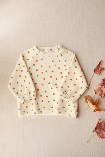 Oh La La Koala For Little Ones Polka Dot Printed Velvet Button Detailed Baby Top