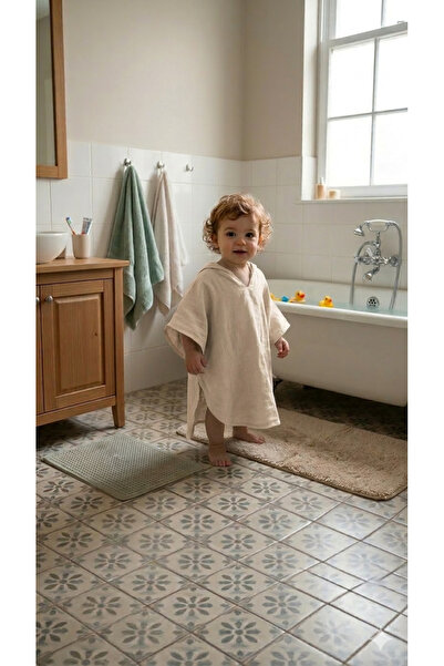 elibaby %100 Organik Pamuk Müslin Panço Kapşonlu Panço Plaj Çocuk Bebek Panço...