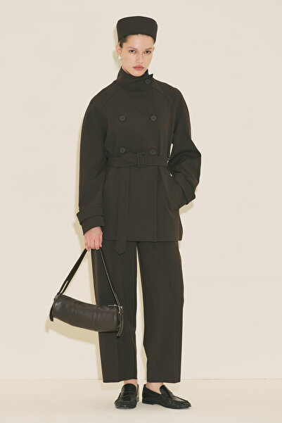 Manuka ΨΗΛΟΚΡΑΓΑΤΗ ΚΑΜΙΖΑ ΤΥΠΟΥ TRENCH COAT Ζώνη ΤΕΜΑΧΙΩΝ ΣΕ ΧΡΩΜΑ ΚΑΦΕ