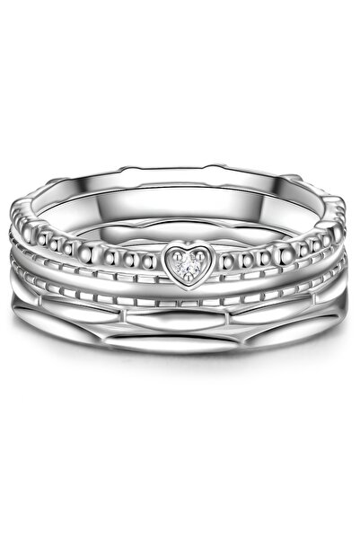 Glanzstücke München Silberring 4er Set Ringe Sterling Silber Zirkonia weiß