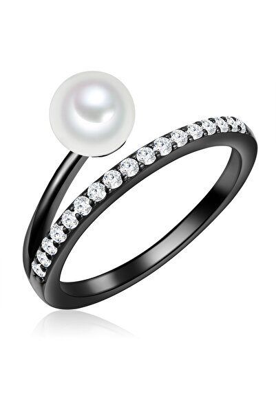 Valero Pearls Silberring Ring Sterling Silber schwarz Süßwasser-Zuchtperle we...