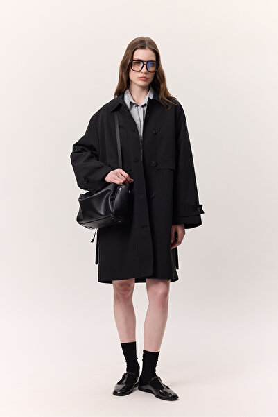 Manuka BEL AYARLAMALI HAFİF TRENÇKOT SİYAH