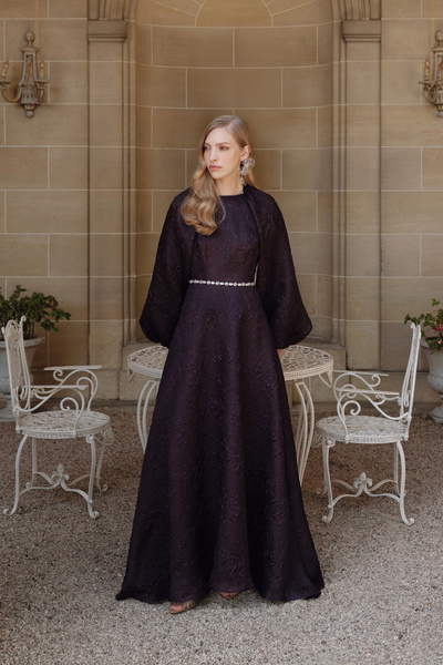 Manuka JACQUARD ORGANZA ΒΡΑΔΙΝΟ ΦΟΡΕΜΑ ΜΩΒ