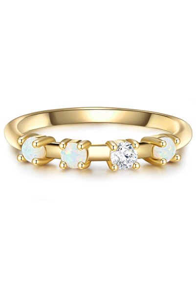 Glanzstücke München Silberring Ring Sterling Silber gelbgold Opal (synth.) Zi...