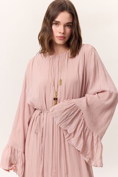 Manuka CRUSH PLISSEED FOLD LANGES KLEID PULVER