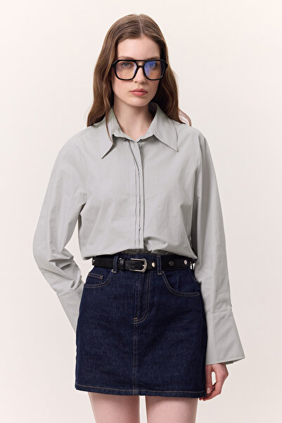 Manuka Fitted Shirt with Ribbed Detail Ice Blue