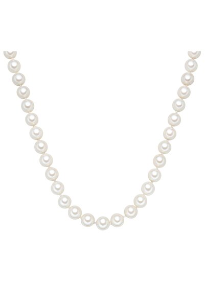 Generic Brand Perlenhalskette Kette Sterling Silber Muschelkernperle weiß