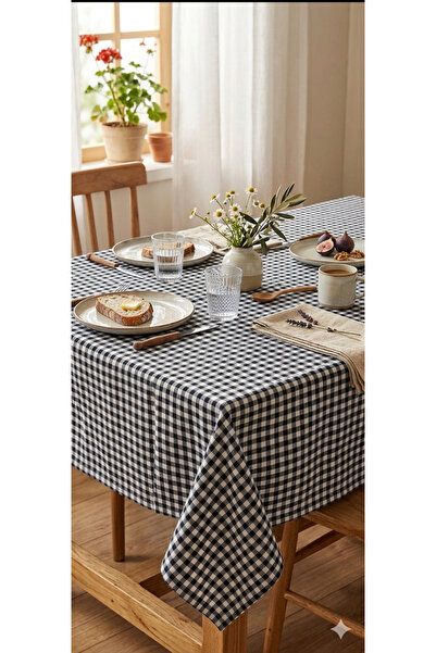 MKAtölyem Potikareli Cotton Black Tablecloth Picnic & Tablecloth