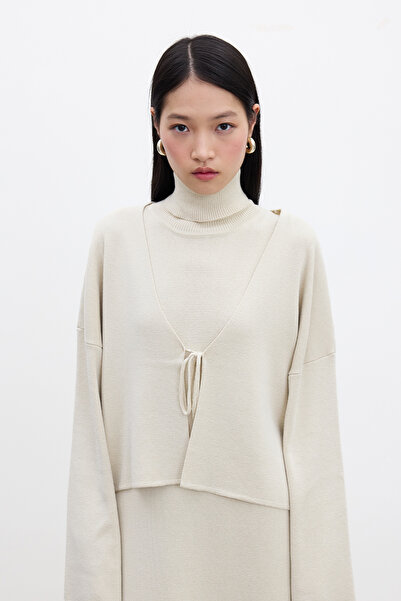 Manuka Ζακέτα με κορδόνια σε μπεζ χρώμα