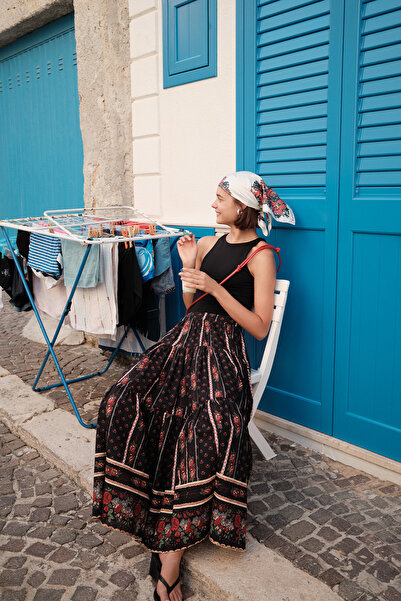 Manuka تنورة قطنية منقوشة متعددة الطبقات