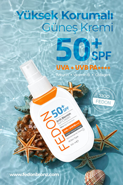 fedon Kabin Boy Spf 50 Güneş Kremi Suya Dayanıklı Uva Uvb Arbutin Vitamin B Kolajen Yüksek Koruma Güneş Kremi 100ml