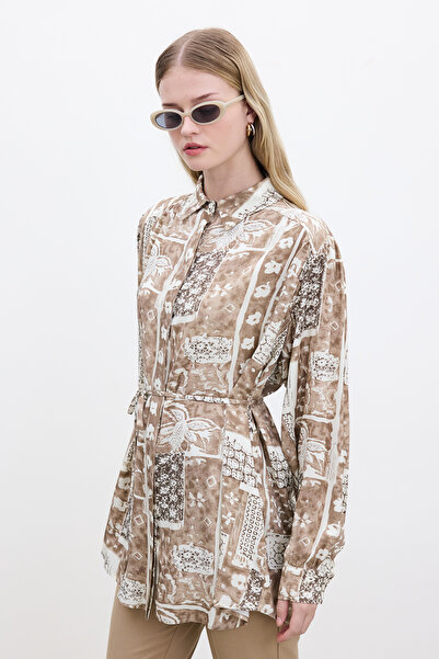 Manuka Koszula Ilona w stylu retro - z paskiem