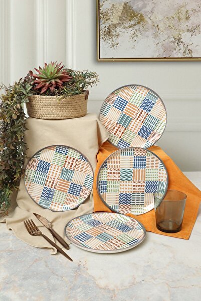 Keramika Etnik Hitit Pasta Tabağı 20 Cm 4 Adet 22552
