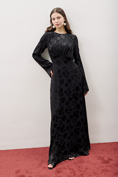 Manuka JACQUARD-SATIN-ABENDKLEID SCHWARZ