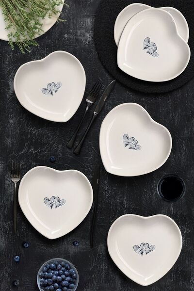 Keramika Πιάτο τούρτας καρδιάς Amour 20 cm - 4 τεμάχια 22870