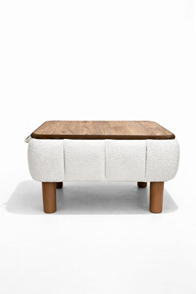 Zem Eister Sandıklı Mekanizmalı Orta Sehpa/Bench, Kırık Beyaz