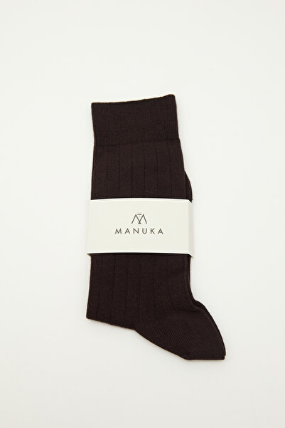 Manuka Κλασικό Ribbed Sock Bitter Brown