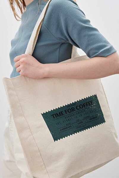 Manuka حقيبة قماش مطبوعة للضيوف حان الوقت لتناول القهوة