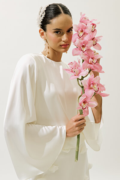 Manuka SATEN GENİŞ KOL BLUZ EKRU