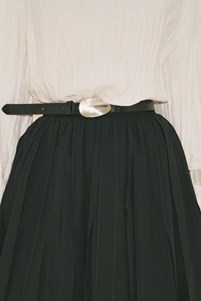 Manuka ΖΩΝΗ ΜΕ ΜΕΤΑΛΛΙΚΗ ΠΛΑΚΑ ΟΥΛΑΙΑ ΣΚΟΥΡΑ ΜΑΥΡΗ