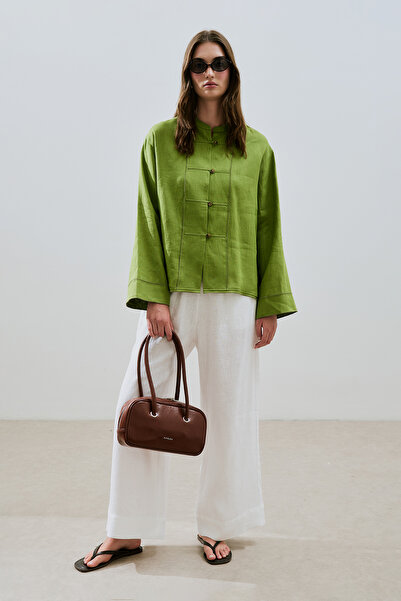 Manuka ΛΙΝΟ ΠΟΥΚΑΜΙΣΟ ΜΕ ΚΟΥΜΠΙ ΜΠΡΟΣΤΑ ΦΙΣΤΙΚΙ ΠΡΑΣΙΝΟ