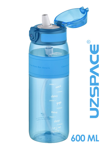 Uzspace FiftyFifty Pipetli(ısırılamaz) 600 ml Silikon Gövde Tritan Su Matarası