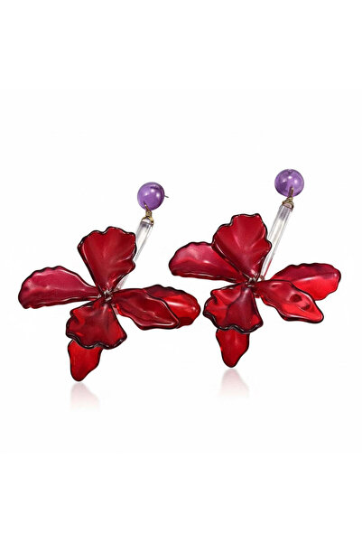 Pursehuit Red earrings, flower shape, Delphine C5